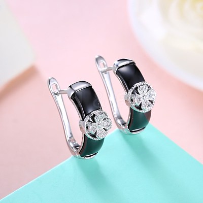 Trendy Sterling Silver Hoop Earrings EJEW-BB30032-1
