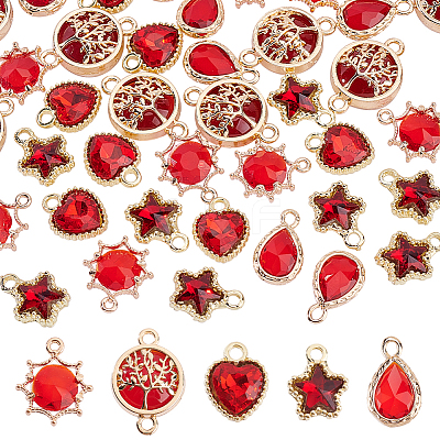 40Pcs 5 Styles Glass Pendants GLAA-GA0001-93-1
