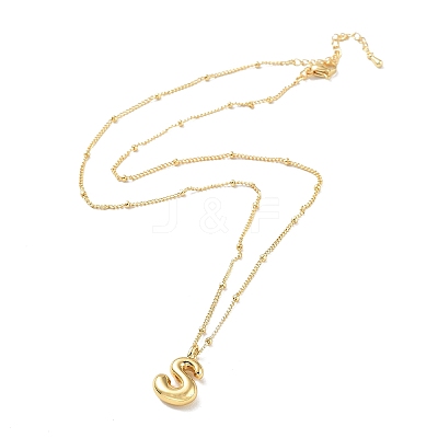 Initial Letter Brass Pendant Necklace NJEW-A015-21G-S-1