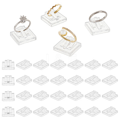 Square Transparent Acrylic Single Ring Display Stands RDIS-WH0016-01A-1