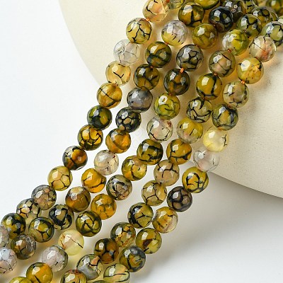 Natural Dragon Veins Agate Beads Strands G-G445-8mm-03-1