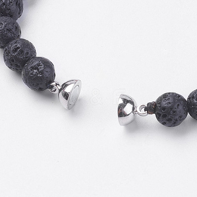 Natural Lava Rock Beads Stretch Bracelets BJEW-I241-13F-1