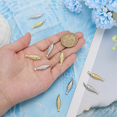 10Pcs 2 Colors Rack Plating Brass Pendants KK-ME0003-38-1
