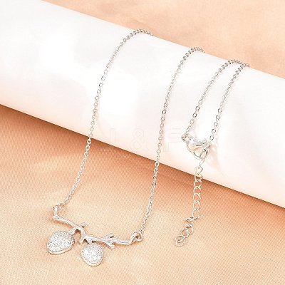 Brass Micro Pave Clear Cubic Zirconia 2 Acorn Pendant Necklaces NJEW-K311-02P-1