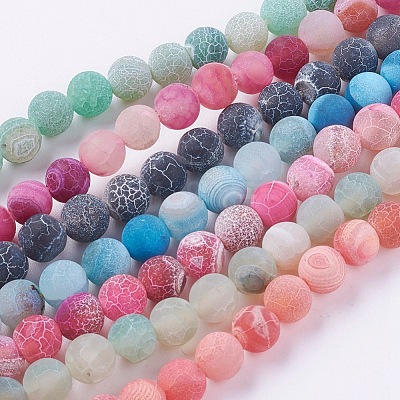 Natural Weathered Agate Beads Strands G-G589-8mm-M-1