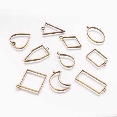 Rack Plating Alloy Open Back Bezel Pendants PALLOY-X0037-02AB-1