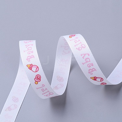 Baby Shower Ornaments Decorations Word Baby Girl Printed Polyester Grosgrain Ribbons LS-OCOR-S023-02-1