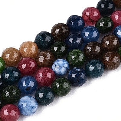 Dyed Natural White Jade Beads Strands G-T139-8mm-60-07-1