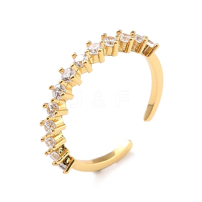 Clear Cubic Zirconia Open Cuff Ring for Women RJEW-C018-03G-1