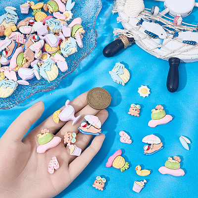 80Pcs 2 Styles Summer Theme Opaque Resin Cabochons CRES-SC0003-28-1