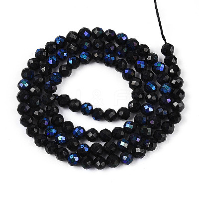 AB Color Plated Natural Black Spinel Beads Strands G-T144-B07-03-1