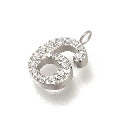 304 Stainless Steel Micro Pave Cubic Zirconia Pendants STAS-H228-01P-06-1