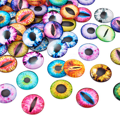 Eye Printed Glass Cabochons GGLA-BT0001-01-1