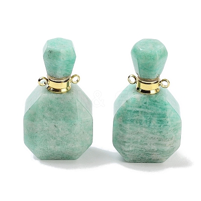 Natural Amazonite Perfume Bottle Pendants G-Q163-10G-01-1