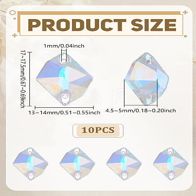 10Pcs Irregular Rhombus Sew on Rhinestone RGLA-LP0001-07-1