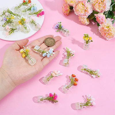 20Pcs 10 Colors Luminous Resin Flower Display Decorations DJEW-PH0001-78-1