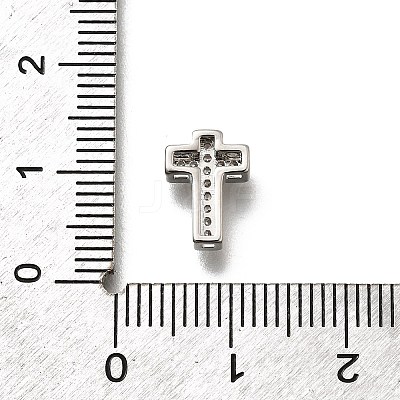 Brass Micro Pave Cubic Zirconia Beads KK-P295-21P-1
