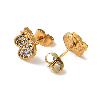304 Stainless Steel Crystal Rhinestone Stud Earrings for Women EJEW-C094-01A-G-1