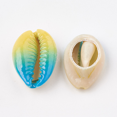 Spray Painted Natural Cowrie Shell Beads X-SHEL-S274-01C-1