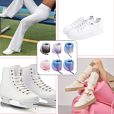 5 Pairs 5 Colors Gradient Organza Shoelaces AJEW-SP0003-10-1