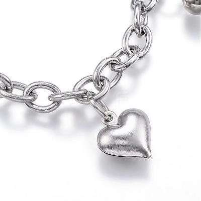 Tarnish Resistant 304 Stainless Steel Charm Bracelets BJEW-G544-12P-1