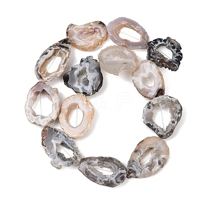 Natural Druzy Agate Slice Beads Strands G-K381-A02-1