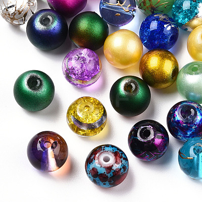 Mixed Style & Mixed Color Round Spray Painted Glass Beads DGLA-X0003-10mm-1