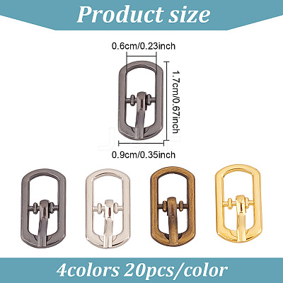 80Pcs 4 Colors Zinc Alloy Smooth Buckles FIND-GO0002-40-1