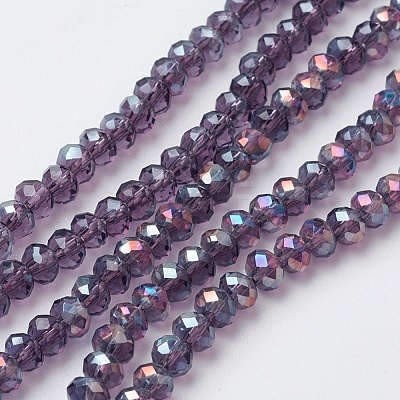 Electroplate Glass Beads Strands EGLA-F124-FR-B08-1
