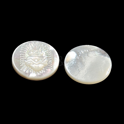 Carved Natural White Shell Cabochons SSHEL-N038-06B-08-1