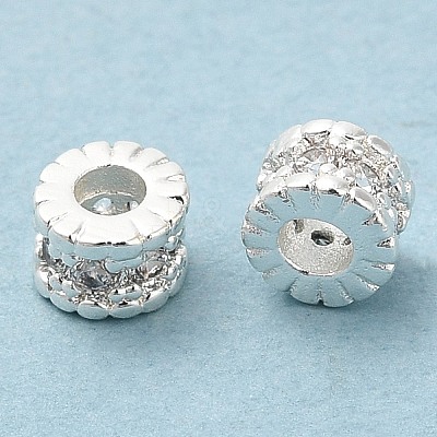 Rack Plating Brass Micro Pave Cubic Zirconia Beads KK-A186-03A-S-1