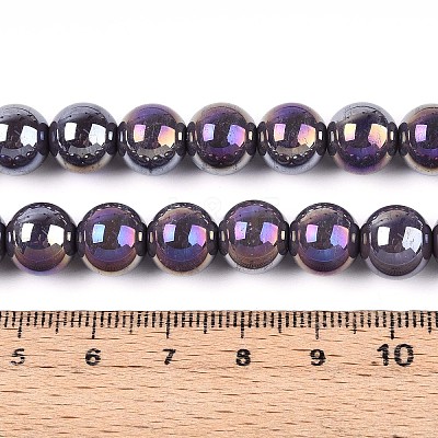 Electroplate Opaque Glass Beads Strands LS-GLAA-T032-P10mm-AB15-1