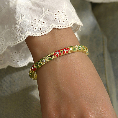Enamel Flower Bangle with Rhinestone PF4009-1-1