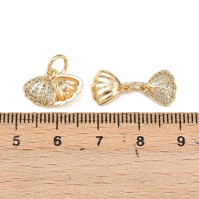 Brass Micro Pave Clear Cubic Zirconia Charms KK-C142-05LG-1