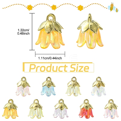 20Pcs Acrylic Flower Charms TACR-YW0003-18A-1