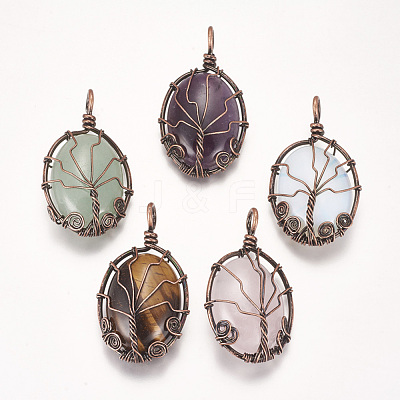Natural & Synthetic Mixed Stone Pendants G-I205-A-R-1
