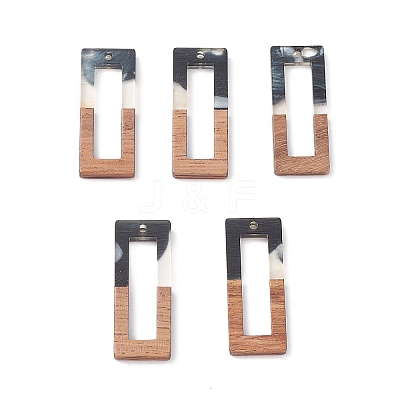 Pearlized Resin & Walnut Wood Pendants WOOD-C016-01D-1
