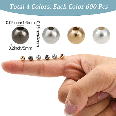 2400Pcs 4 Colors Round CCB Plastic Spacer Beads CCB-PA0001-05C-1