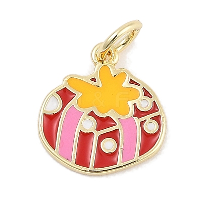 Christmas Brass Enamel Charms KK-Q028-71G-01-1