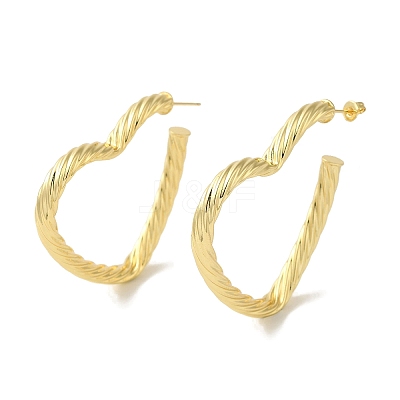 Rack Plating Twist Heart Brass Stud Earrings for Women EJEW-P272-03B-G-1