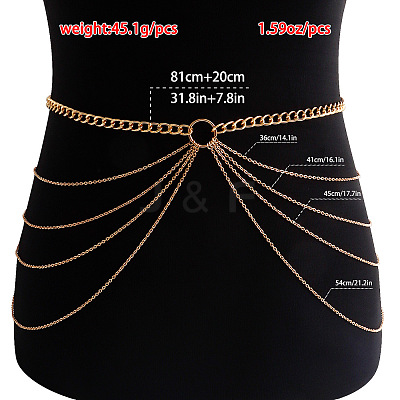 Alloy Curb Chain Tassel Multi-Layered Waist Chains for Women FS-WG84049-01-1