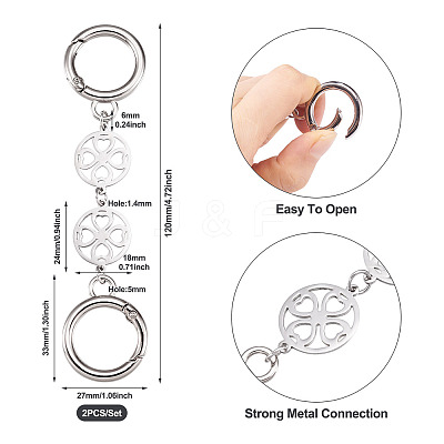 2Pcs 304 Stainless Steel Bag Extension Chains AJEW-TAC00013-1