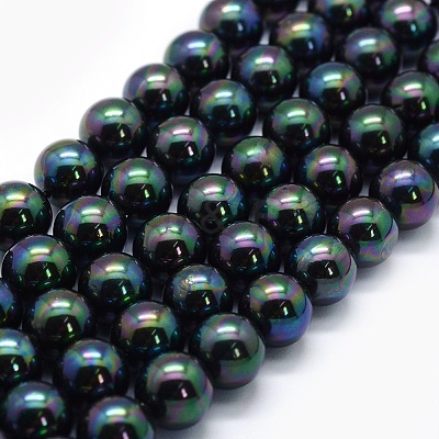 Electroplate Shell Pearl Beads Strands BSHE-F013-04-1
