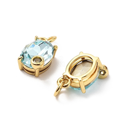Oval Brass Micro Pave Cubic Zirconia Pendants KK-L237-020G-06-1
