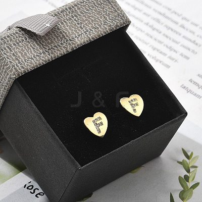 Rack Plating Brass Micro Pave Clear Cubic Zirconia Stud Earrings EJEW-K299-01G-F-1