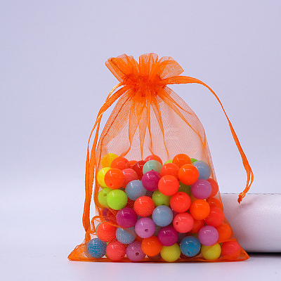 Rectangle Organza Drawstring Bags CON-PW0001-054D-14-1