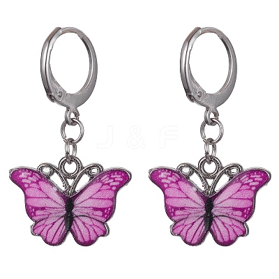 Platinum Alloy Enamel Dangle Leverback Earrings EJEW-JE05586-1