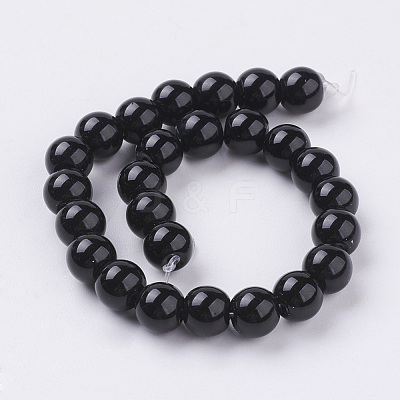 Synthetic Black Stone Beads Strands G-G088-8mm-1