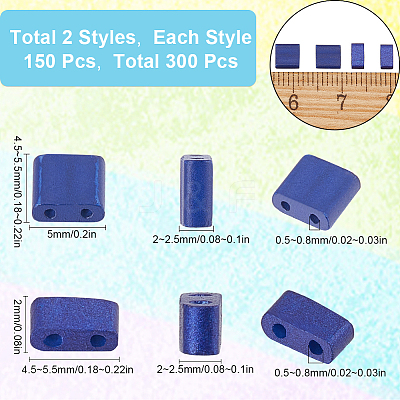 300Pcs 2 Styles 2-Hole Baking Paint Glass Seed Beads SEED-SC0001-17-1