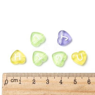 Transparent Acrylic Heart Horizontal Hole Letter Beads X-TACR-Q101-01-1